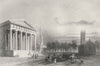 The Gothic Church (Newhaven), Connecticut. WH BARTLETT 1840 old antique print
