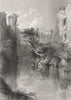 WALES. Moat, Raglan Castle-Bartlett c1860 old antique vintage print picture