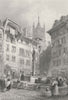 SWITZERLAND. Place de la Palud, Lausanne. BARTLETT 1836 old antique print