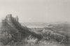 ISRAEL. Lake Tiberias, from Saphet Castle-Bartlett 1847 old antique print