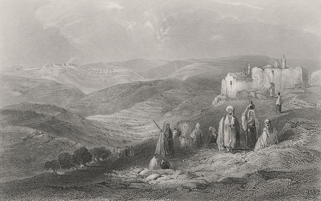 ISRAEL. Gibeah, from Michmash-Bartlett 1847 old antique vintage print ...