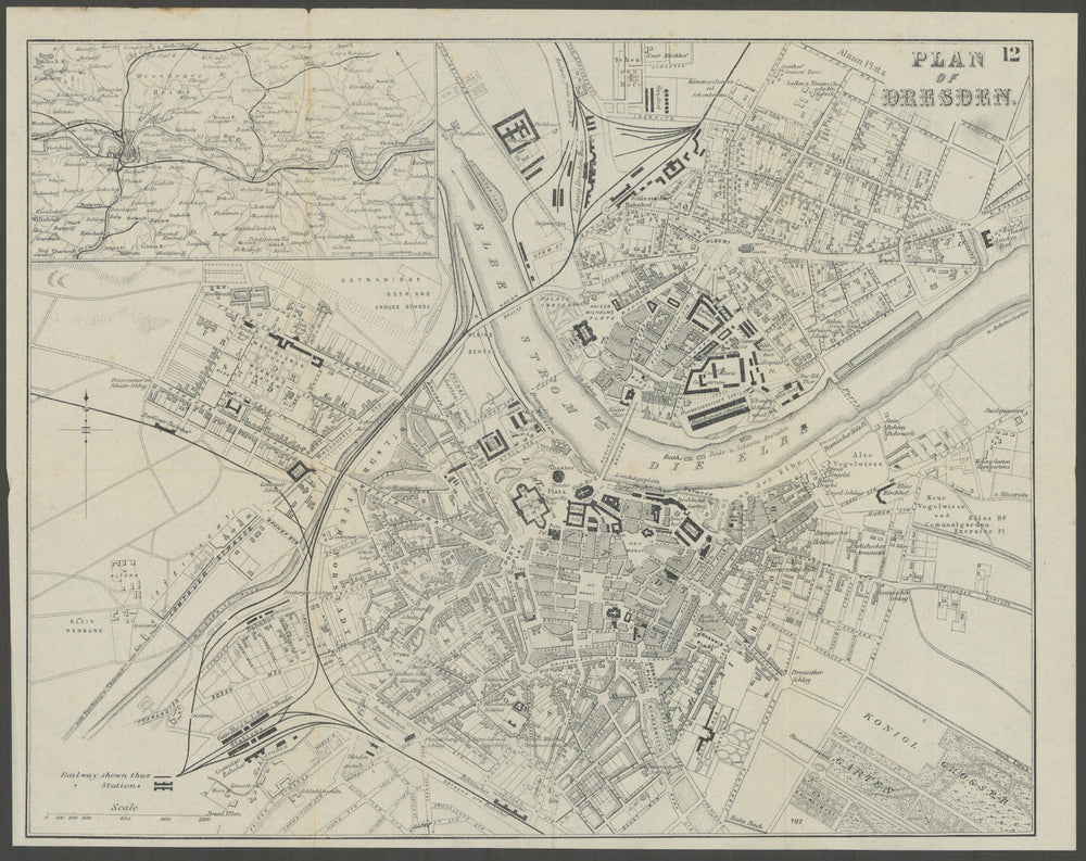 GERMANY. Dresden. Town city plan 1882 old antique vintage map chart