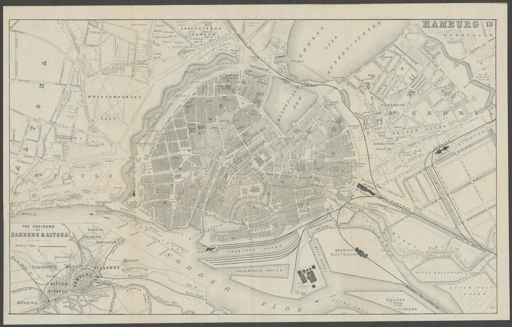 GERMANY. Hamburg. town city plan; Altona, area 1882 old antique map chart