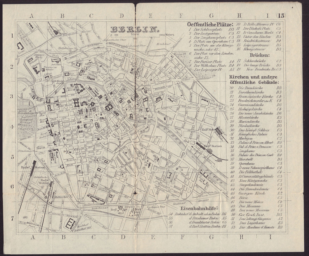 GERMANY. Berlin. town city plan 1882 old antique vintage map chart