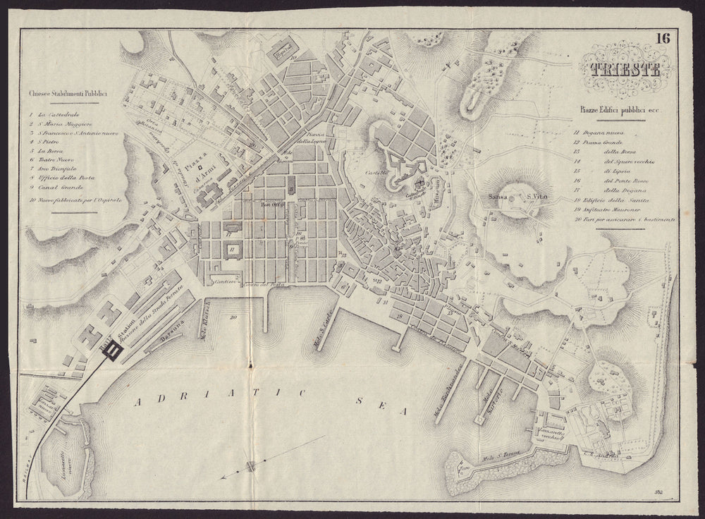 ITALY. Trieste. town city plan 1882 old antique vintage map chart