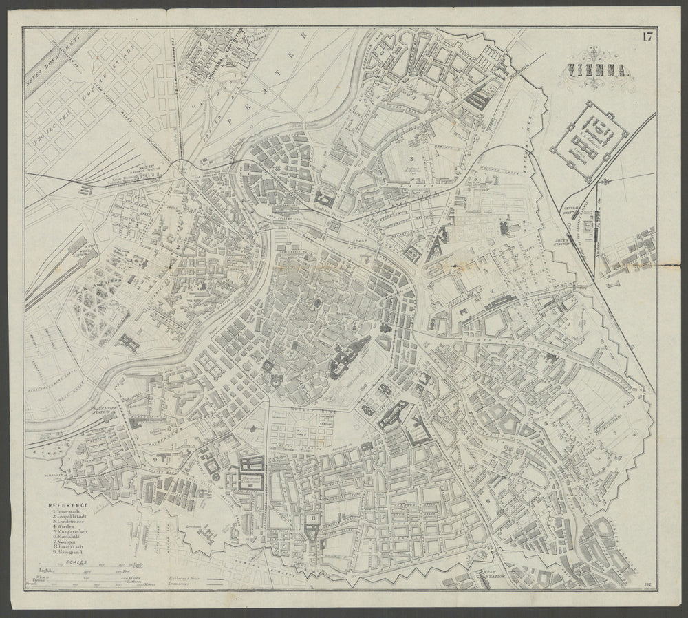 AUSTRIA. Vienna. Wien. town city plan 1882 old antique vintage map chart