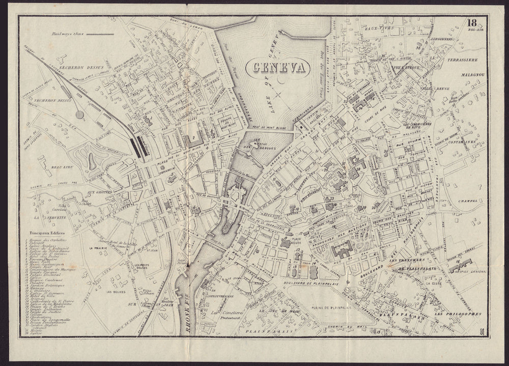 SWITZERLAND. Geneva. Genève. Genf. town city plan 1882 old antique map chart