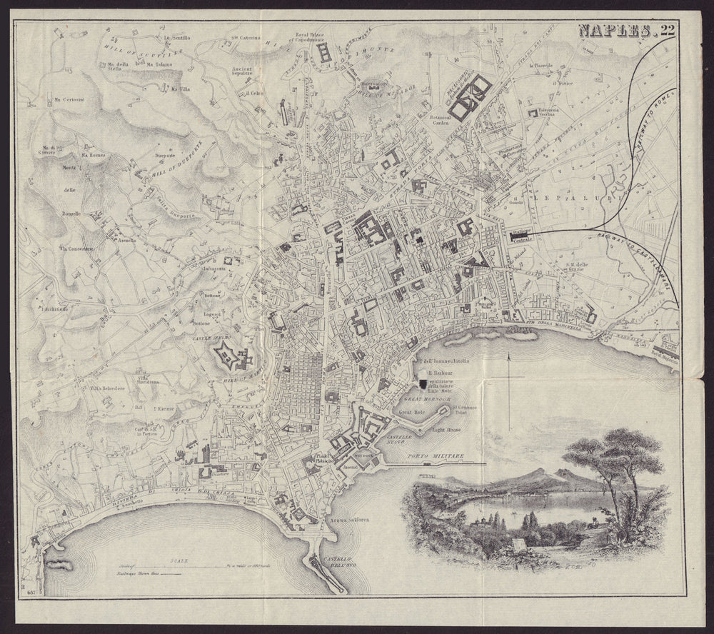 ITALY. Naples. Napoli. town city plan 1882 old antique vintage map chart