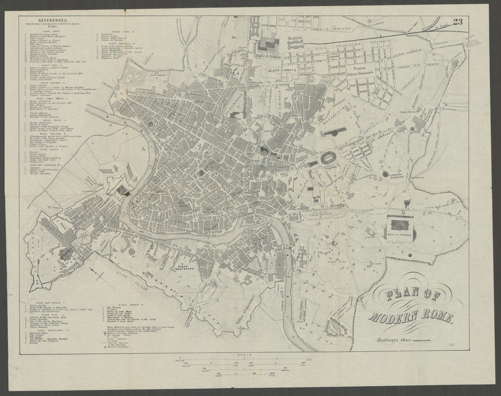 ITALY. Rome. Roma. town city plan 1882 old antique vintage map chart