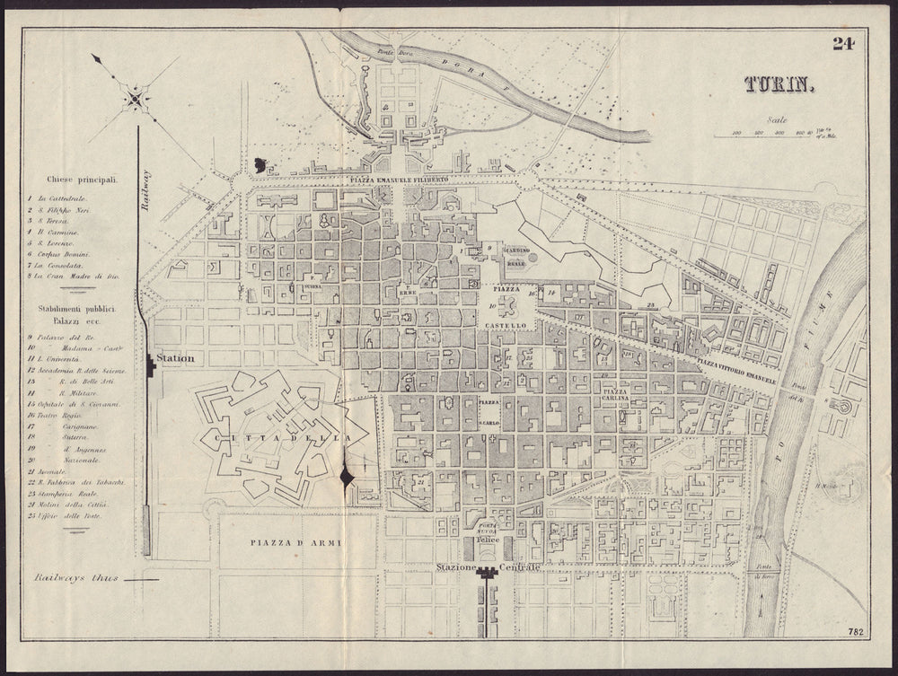 ITALY. Turin. Torino. town city plan 1882 old antique vintage map chart