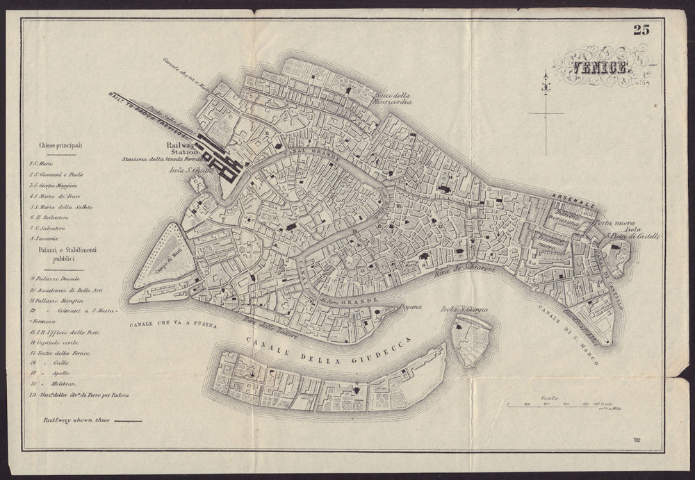 ITALY. Venice. Venezia. town city plan 1882 old antique vintage map chart