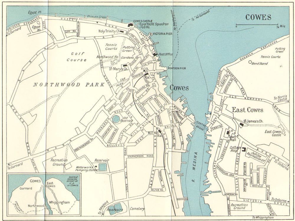 COWES vintage town/city plan. Isle of Wight. WARD LOCK c1961 old vintage map