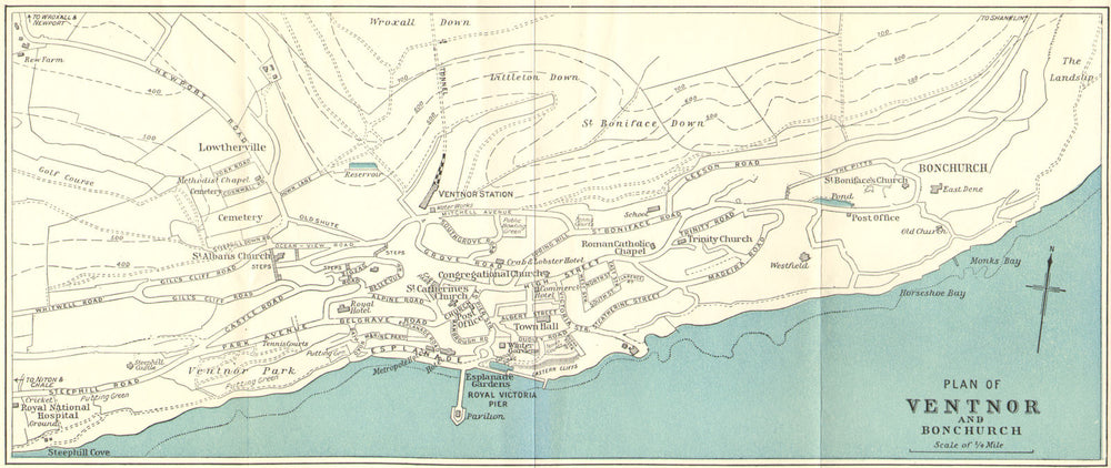VENTNOR & BONCHURCH vintage town/city plan. Isle of Wight. WARD LOCK c1961 map