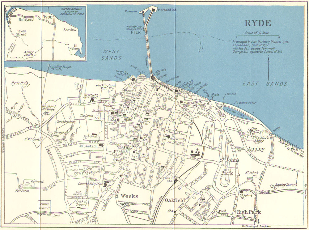 RYDE vintage town/city plan. Isle of Wight. WARD LOCK c1961 old vintage map