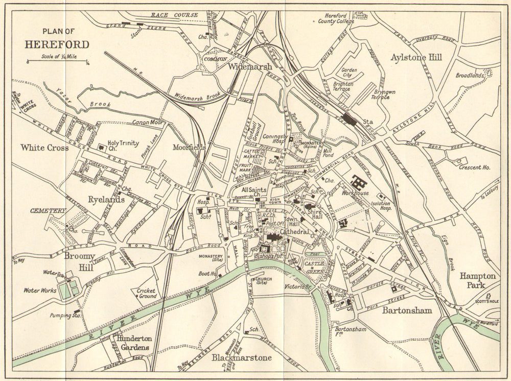HEREFORD vintage town/city plan. Herefordshire. WARD LOCK c1950 old map