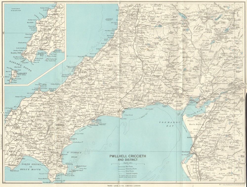 TREMADOG BAY & LLYN PENINSULA Pwllheli Porthmadog Criccieth WARD LOCK 1964 map