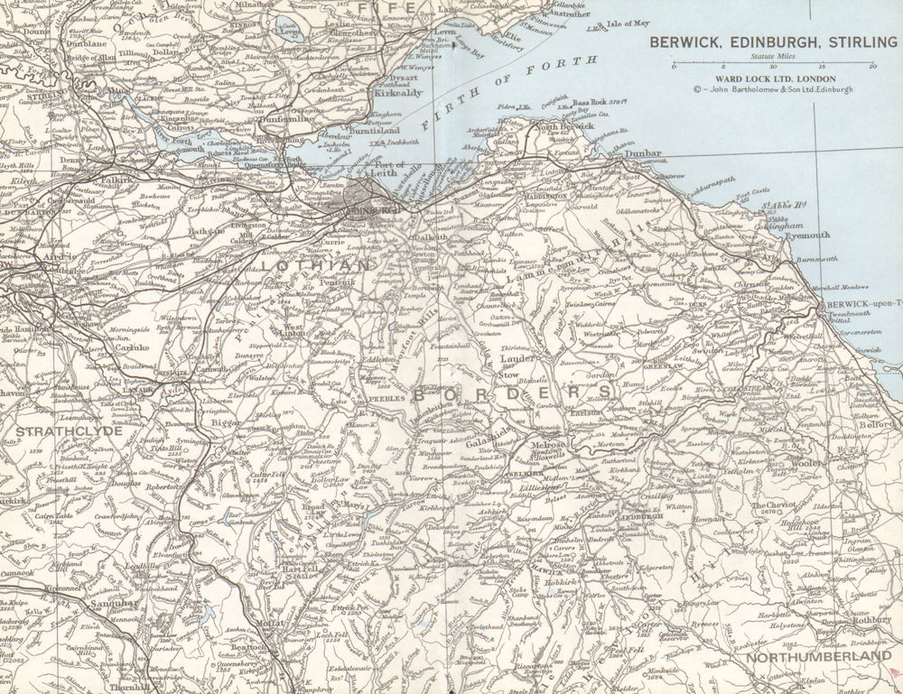 SCOTTISH BORDERS & LOTHIAN Berwick Edinburgh Stirling Firth of Forth 1975 map