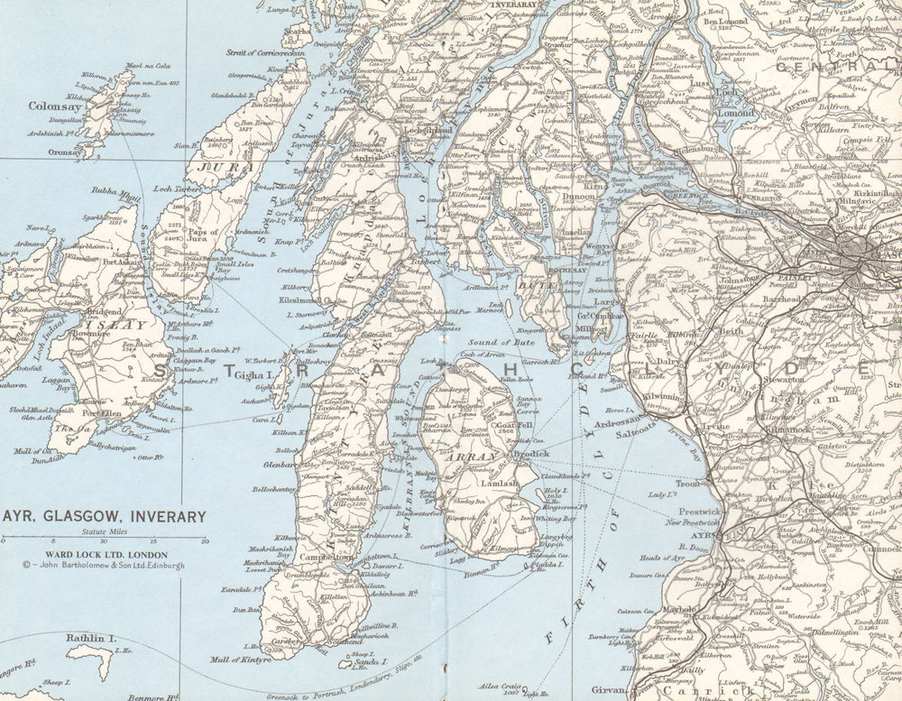 STRATHCLYDE. Ayr Glasgow Inverary Jura Arran Kintyre Islay Colonsay 1975 map