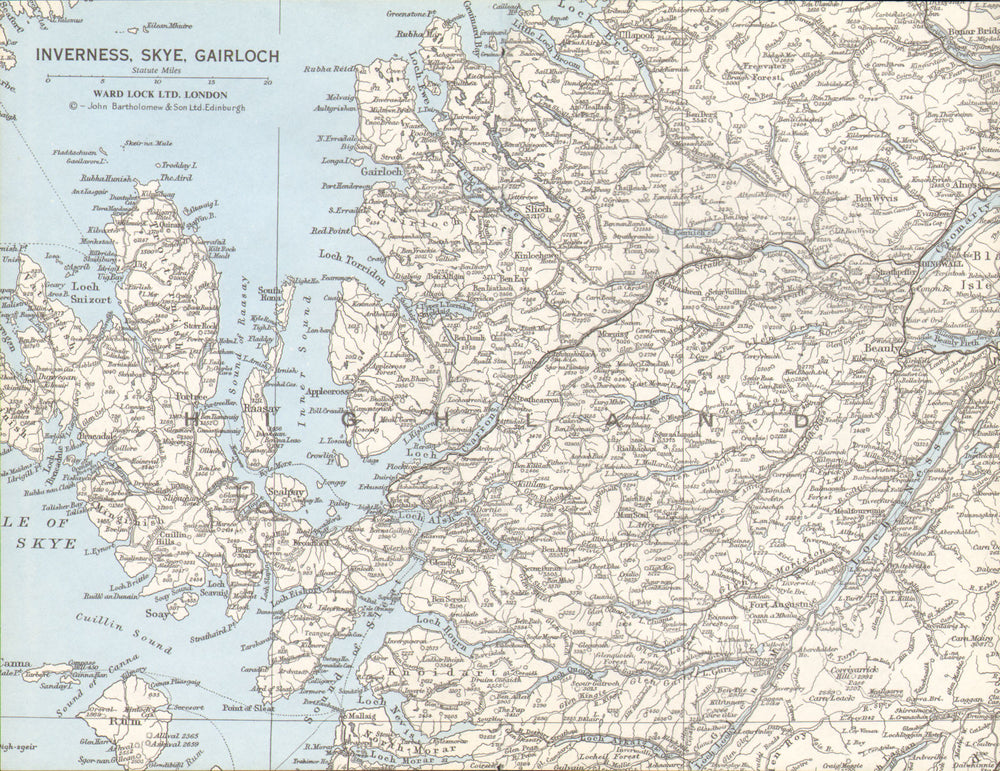 SCOTTISH HIGHLANDS. Inverness Skye Gairloch Dingwall Loch Ness 1975 old map