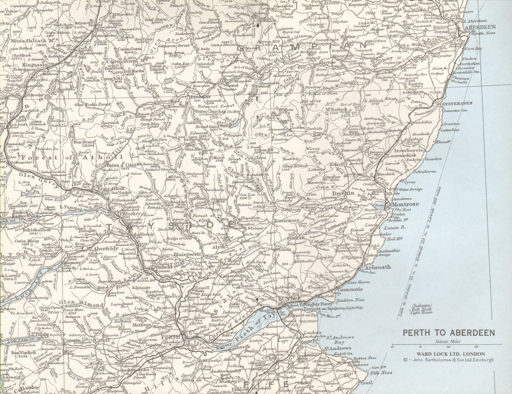 TAYSIDE GRAMPIAN. Perth Dundee Aberdeen Firth of Tay Montrose Arbroath 1975 map