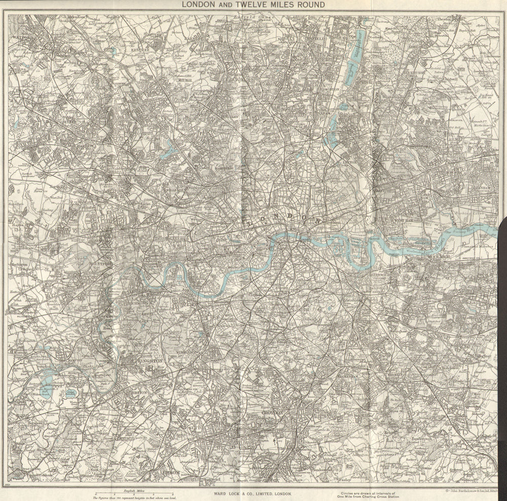 'LONDON AND TWELVE MILES ROUND'. Greater London. WARD LOCK 1965 old map