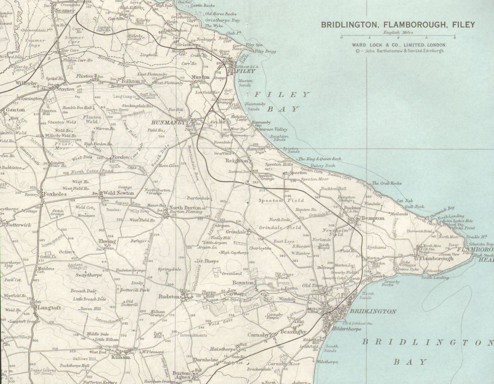 YORKSHIRE COAST Bridlington Flamborough Head Filey Hunmanby. WARD LOCK 1966 map
