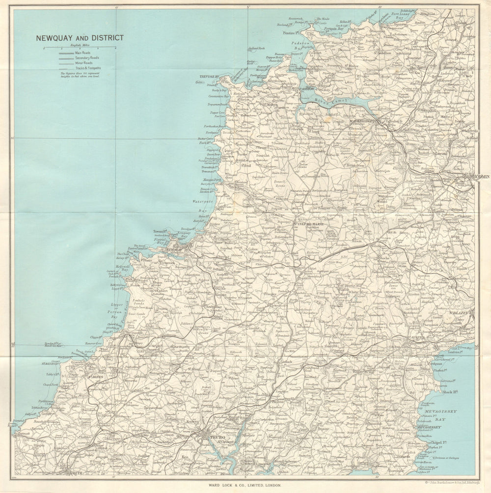 NORTH CORNWALL Newquay Padstow Truro Redruth St Agnes Mevagissey 1964 old map