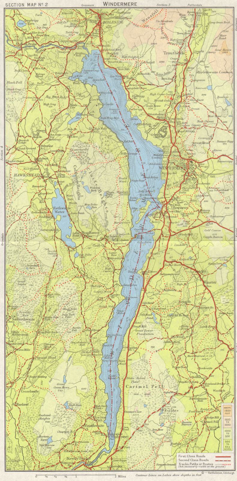 WINDERMERE Lake District Ambleside Hawkshead Cumbria. WARD LOCK 1971 old map
