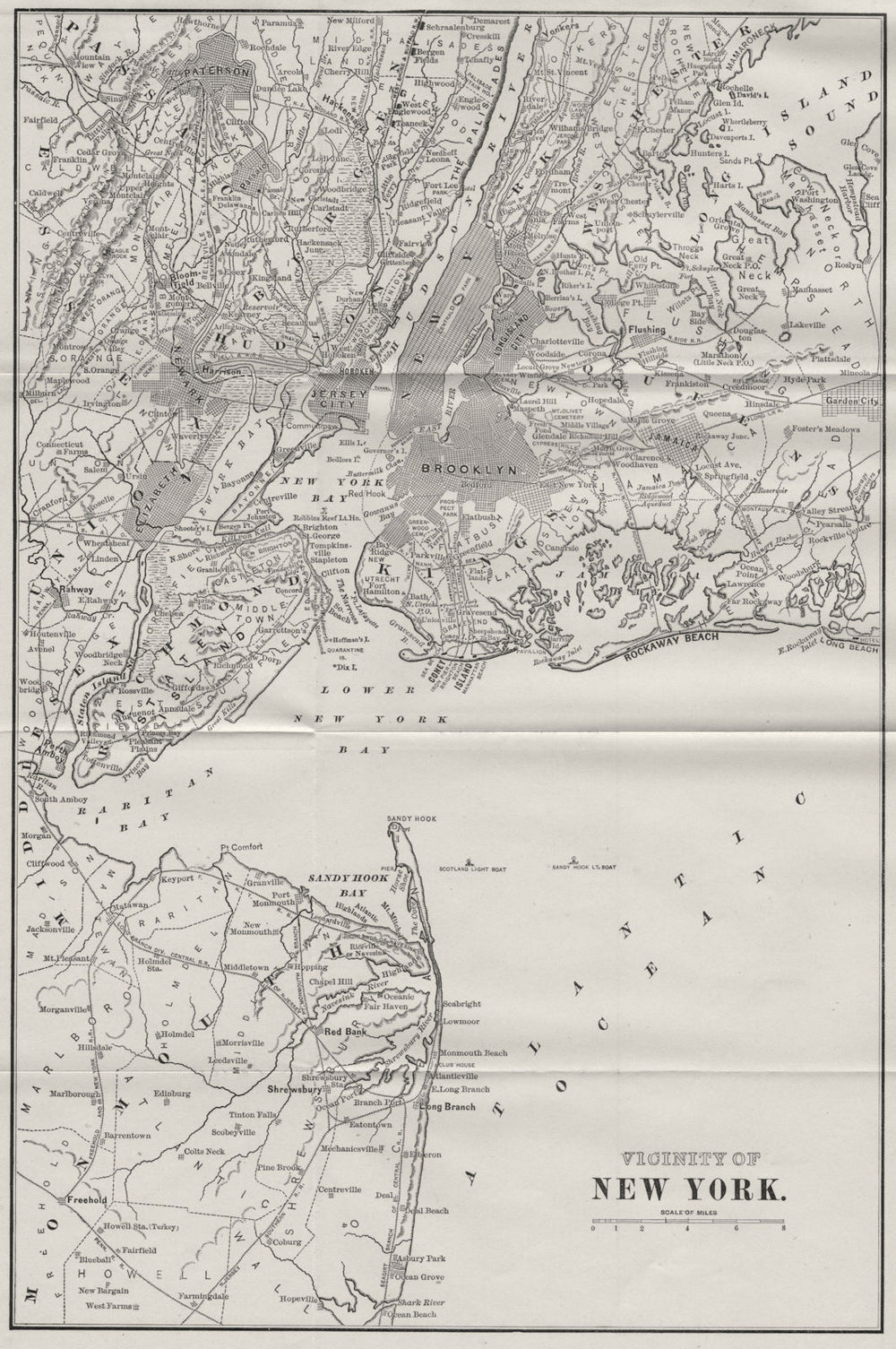 NEW YORK. Vicinity of New York City 1893 old antique vintage map plan chart