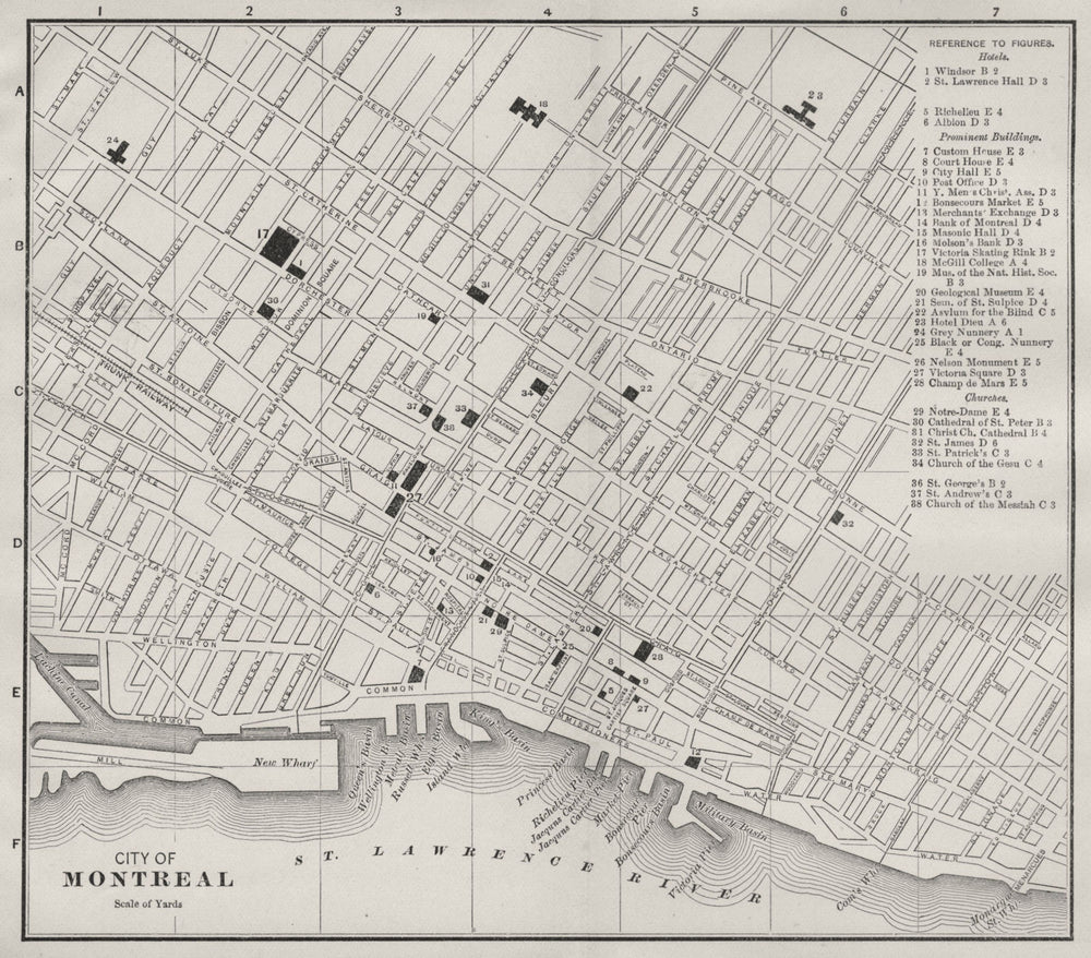  MONTRÉAL MONTREAL, QUEBEC QUÉBEC. Antique city plan 1893 old map