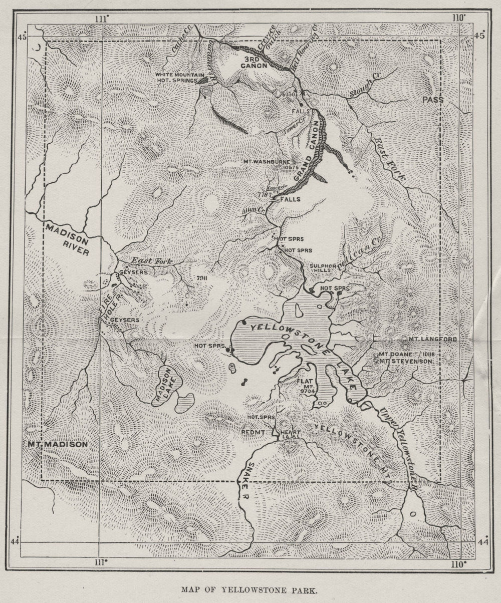 YELLOWSTONE PARK. Antique Map. Wyoming.  1893 old plan chart