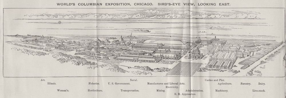CHICAGO WORLD'S FAIR. World's Columbian Expo (1893) Bird's-eye view 1893 map