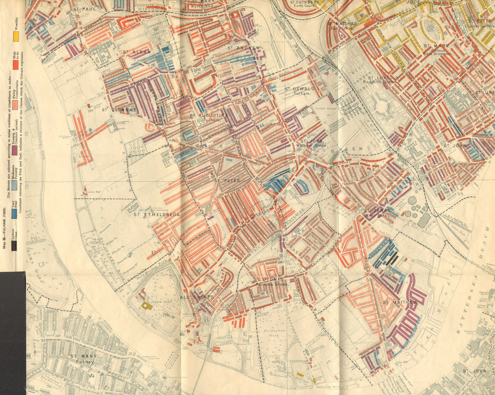 FULHAM Booth Poverty Map Earl's Court West Brompton Chelsea S Kensington 1902