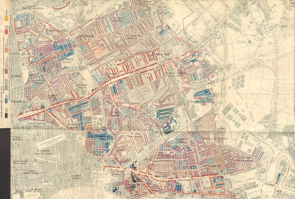 TOWER HAMLETS Booth poverty map Mile End Bow Stepney Limehouse Poplar 1902