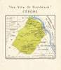 BORDEAUX WINE. Les Vins de Bordeaux - Cérons Cerons. Larmat 1949 old map