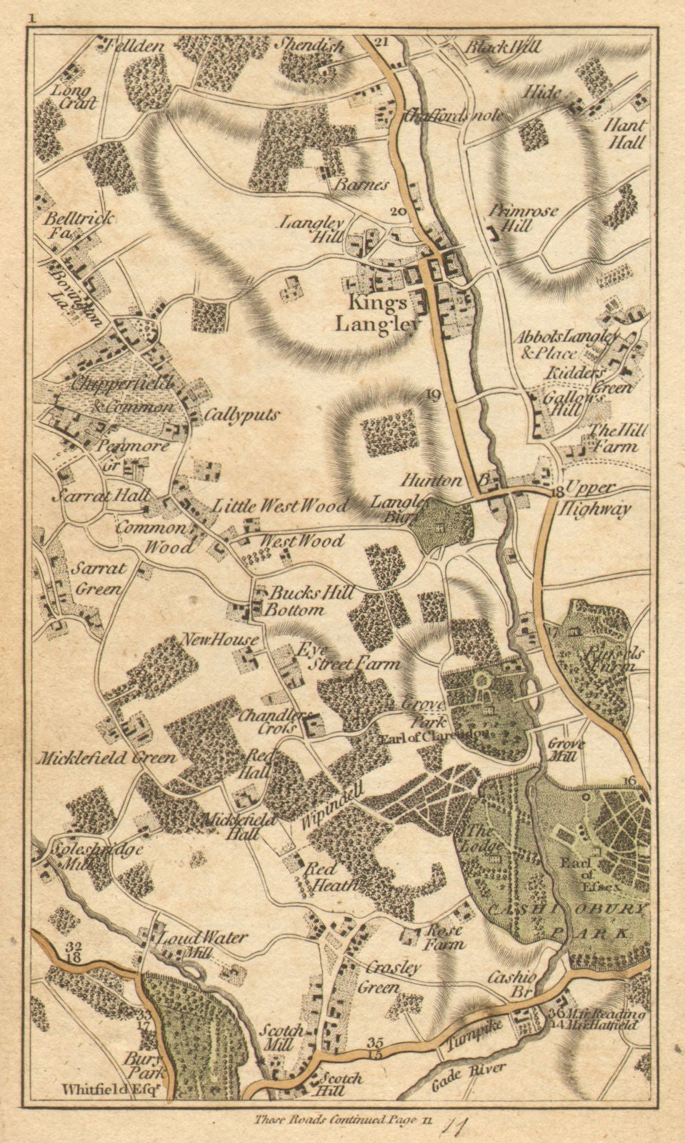 WATFORD. Chorleywood, Kings Langley, Abbot's Langley, Hemel Hempstead 1786 map