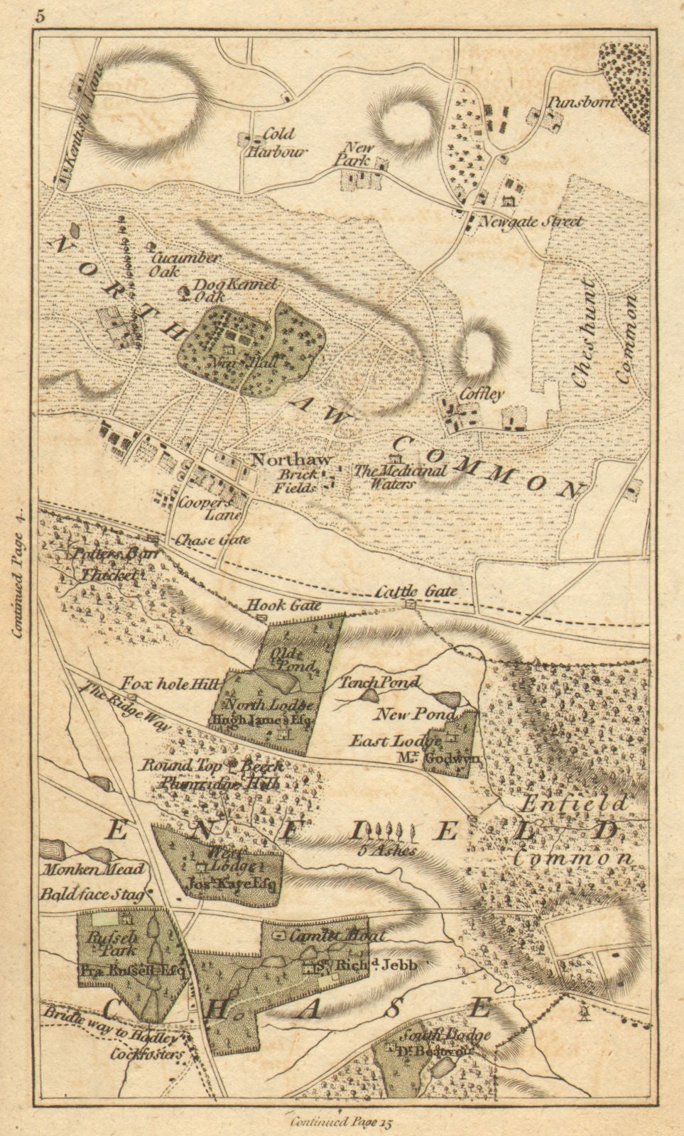ENFIELD CHASE. Cockfosters,East Barnet,Southgate,Northaw,Potters Bar 1786 map