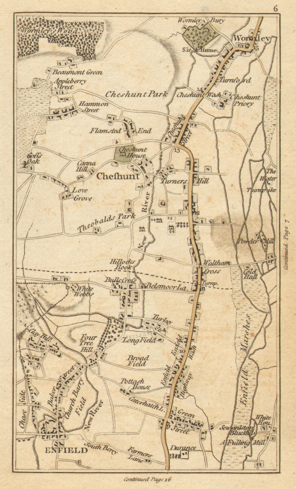 ENFIELD. Cheshunt, Waltham Cross, Waltham Abbey, Wormley, Goff's Oak 1786 map