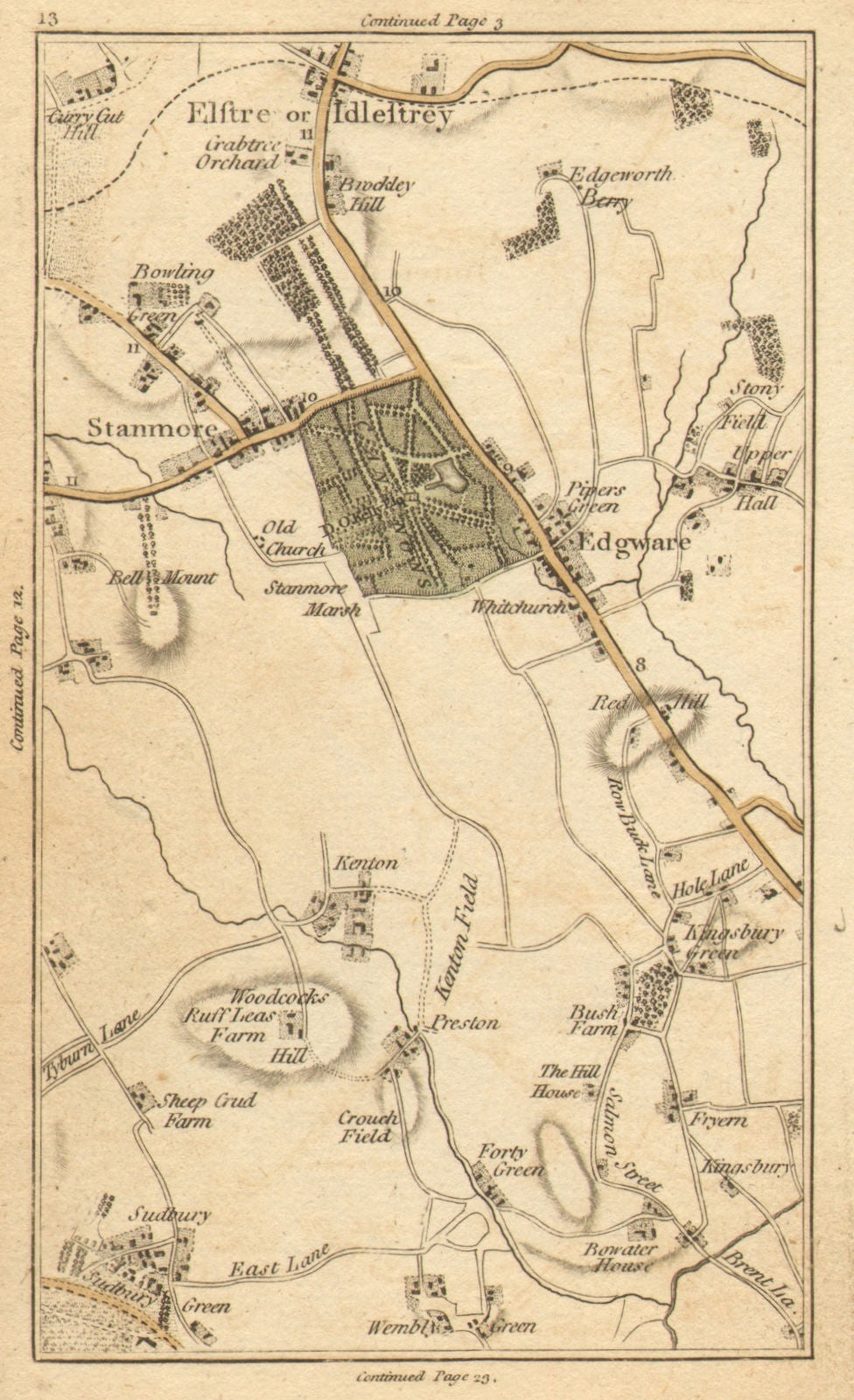 BRENT. Stanmore,Elstree,Edgware,Kenton,Wembley,Colindale,Kingsbury 1786 map
