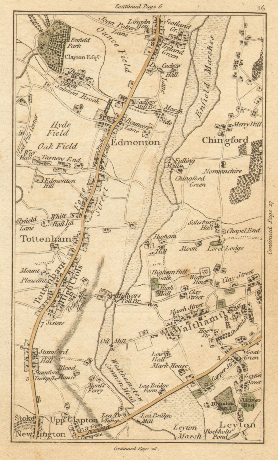WALTHAMSTOW. Chingford, Edmonton, Tottenham, Stoke Newington, Leyton 1786 map
