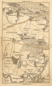 WALTON-ON-THAMES.Feltham,Sunbury,Shepperton,Staines,Chertsey,Heathrow 1786 map