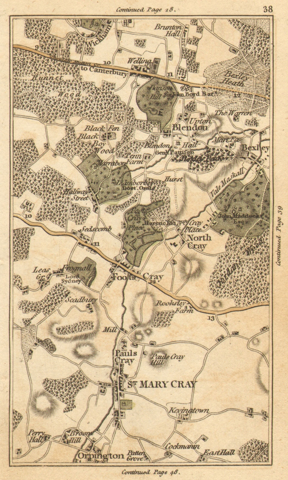 ORPINGTON.North/Foots/St Mary/St Paul's Cray,Chislehurst,Bexley/heath 1786 map