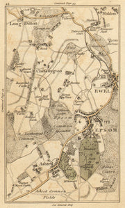EPSOM. Malden,Ewell,Ashtead,Long Ditton,Chessington,Surbiton,Kingston 1786 map