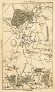 SEVENOAKS. Riverhead,Eynsford,Lullingstone,Shoreham,Kemsing,Otford 1786 map