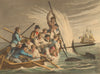 SHARK ATTACK. Killing a Great White. Boat harpoon Ship.  (Edward Orme)  1814