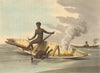 AUSTRALIA ABORIGINES. Fishing in canoe with spear. Fire. NSW (Orme)  1814