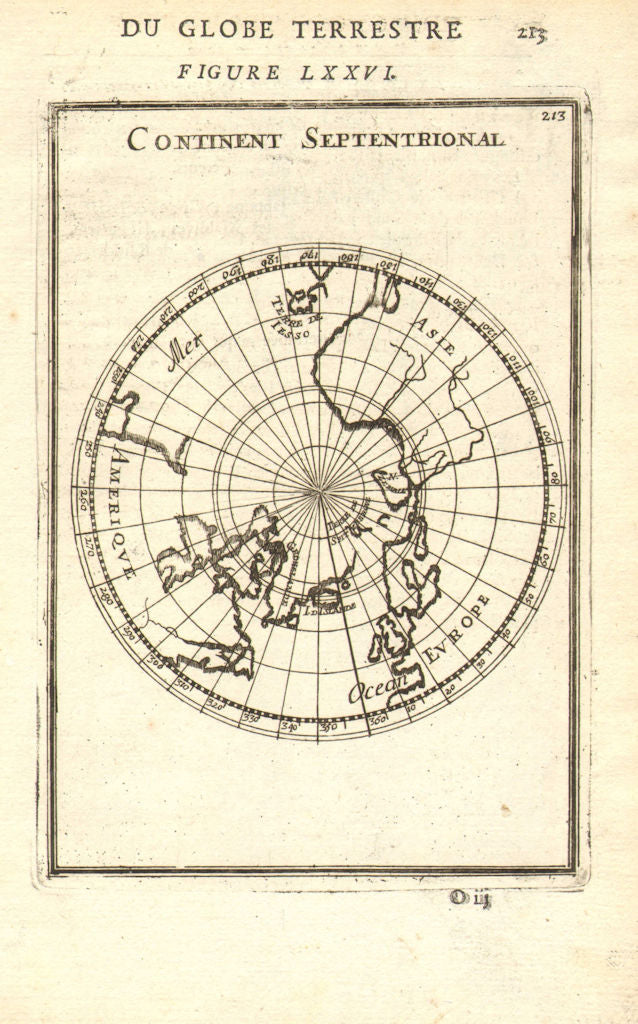 NORTHERN CONTINENT. Arctic. 'Continent Septentrional'. MALLET 1683 old map