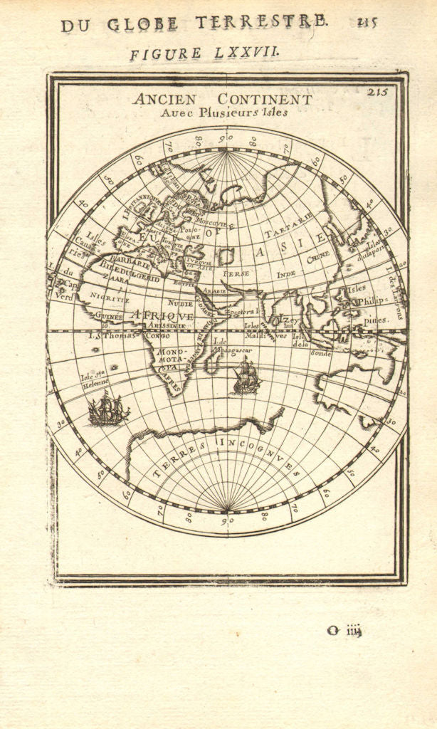 EASTERN HEMISPHERE. Europe Asia Africa. Australia incomplete. MALLET 1683 map
