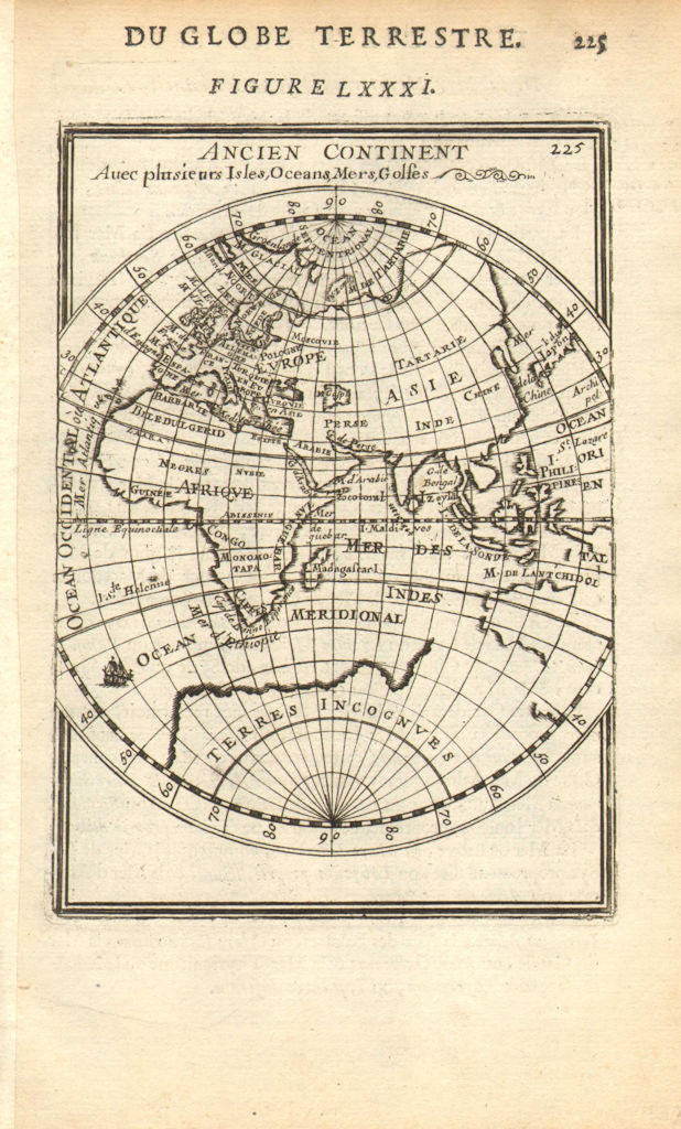 EASTERN HEMISPHERE. Australia incomplete. Asia Africa Europe. MALLET 1683 map