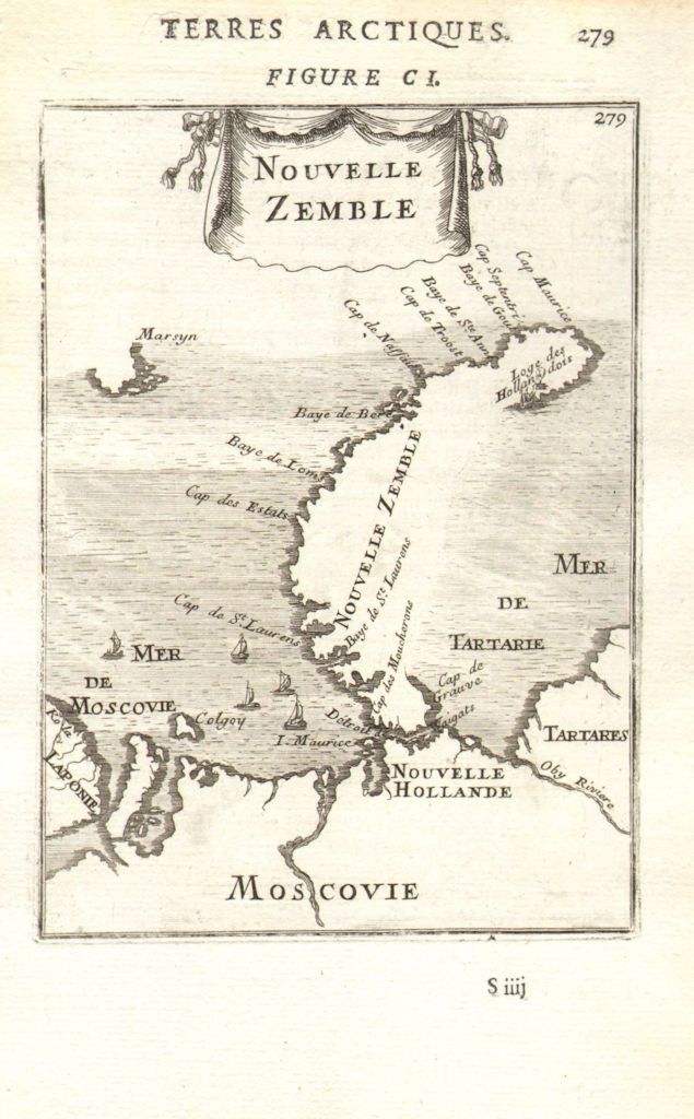 RUSSIAN ARCTIC Nouvelle Zemble Novaya Zemlya Kara/Barents Seas. MALLET 1683 map